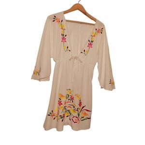 Debbie Katz South Beach swimsuit coverup white embroidered size Small